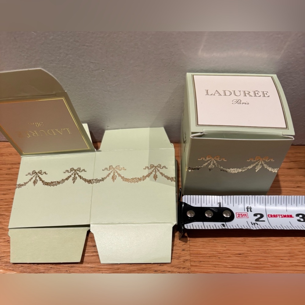NEW Set of 2- Laduree Macaron Paper Box in signature Gold & Green colors